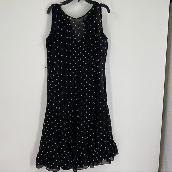 Studio I High Neck Sleeveless Polka Dot Fit and Flare Midi Sheer Dress Size 8 - Picture 1 of 3